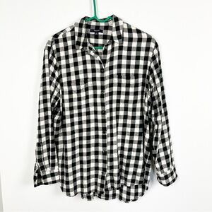 Madewell Black White Checkered Gingham Plaid Long Sleeve Shirt